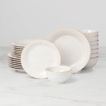 French Perle Groove White 24-Piece Dinnerware Set