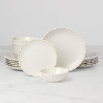 French Perle Scallop White 18-Piece Dinnerware Set