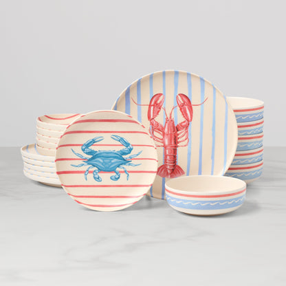 24 Seven Melamine Wharfside 18-Piece Dinnerware Set