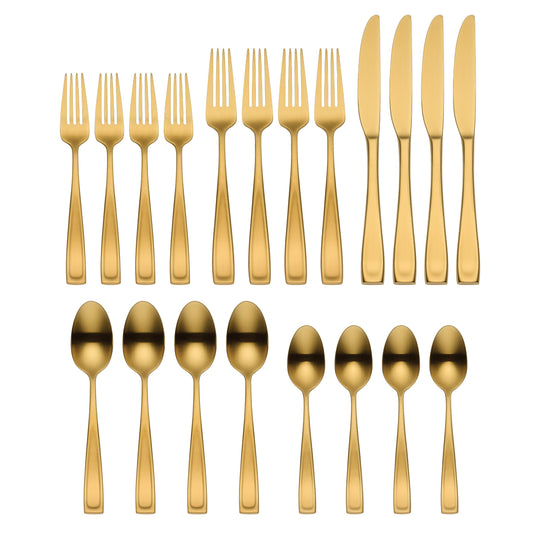 Moda Gold Satin 20-Piece Flatware Set