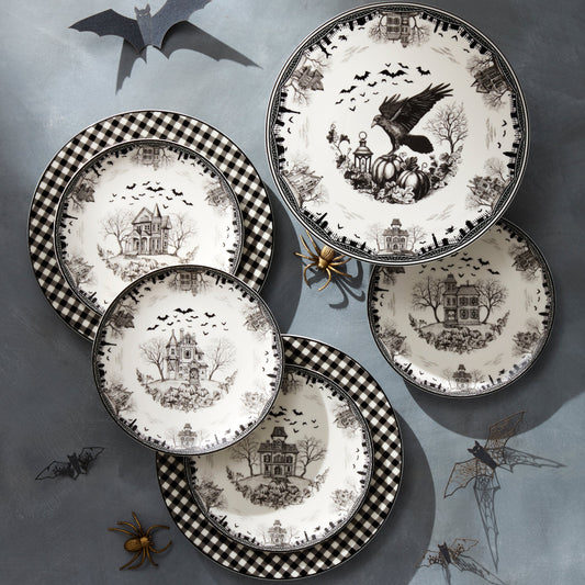 Haunted Village Accent Plates, Set of 4 Assorted