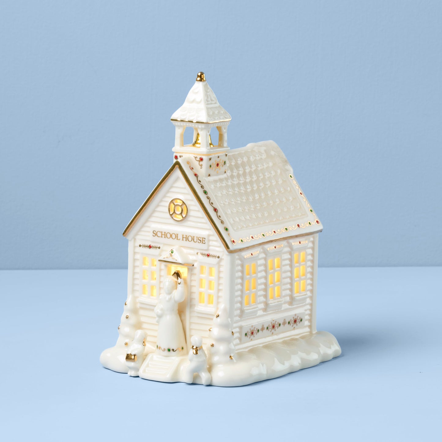Mistletoe Park School House Lit Figurine