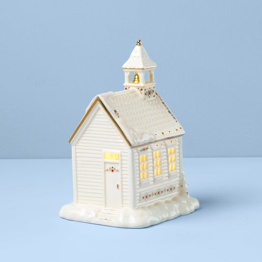 Mistletoe Park School House Lit Figurine
