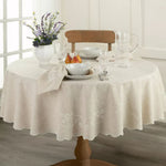 French Perle Linen Embroidered 70x70 Round Tablecloth
