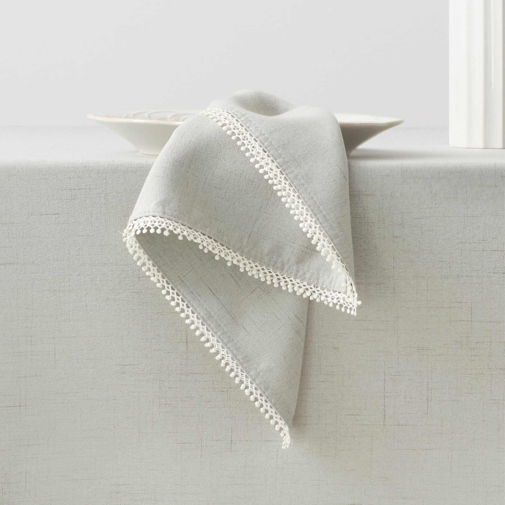 French Perle Solid Dove Grey Dinner Napkins, Set of 4