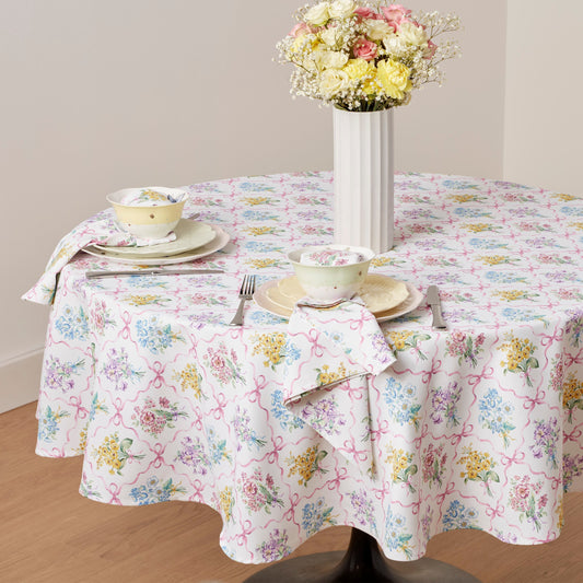 Bouquet Ribbon 70x70 Round Tablecloth