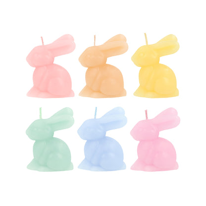 Mini Rainbow Bunny Candles, Set of 6