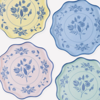 Vintage Botanical Reusable Large Plates, Set of 4