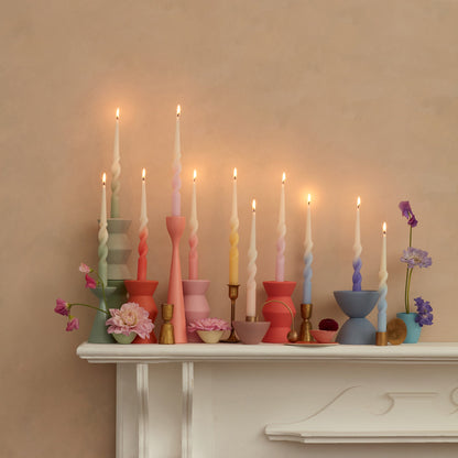 Rainbow Twisted Table Candles, Set of 8