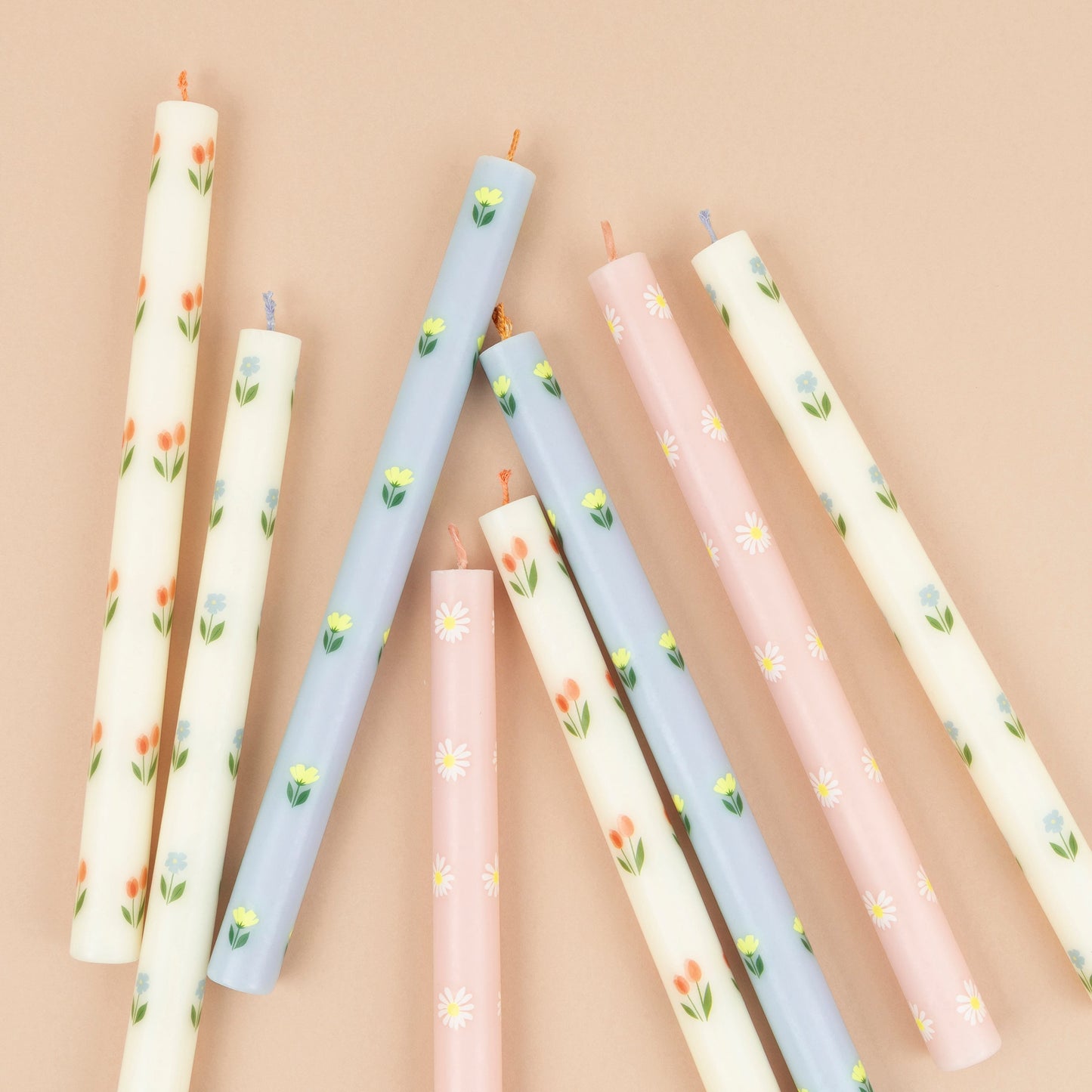 Floral Table Candles, Set of 8