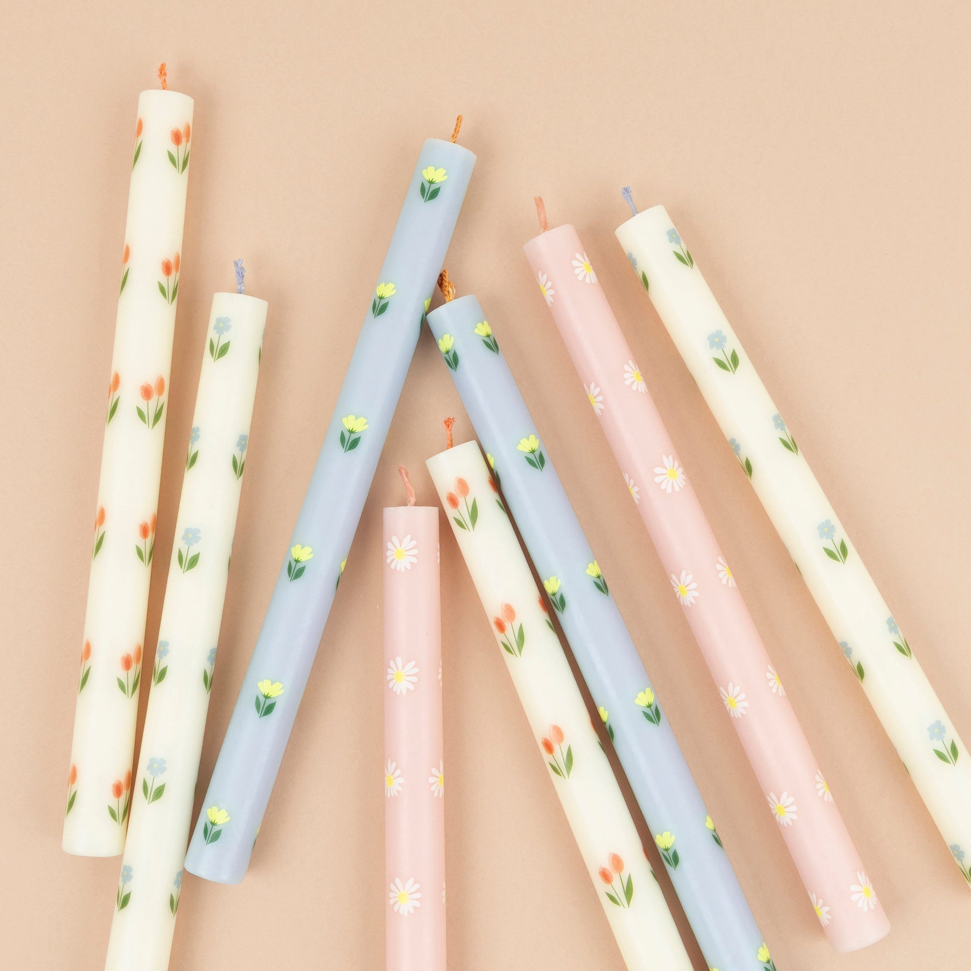 Floral Table Candles, Set of 8