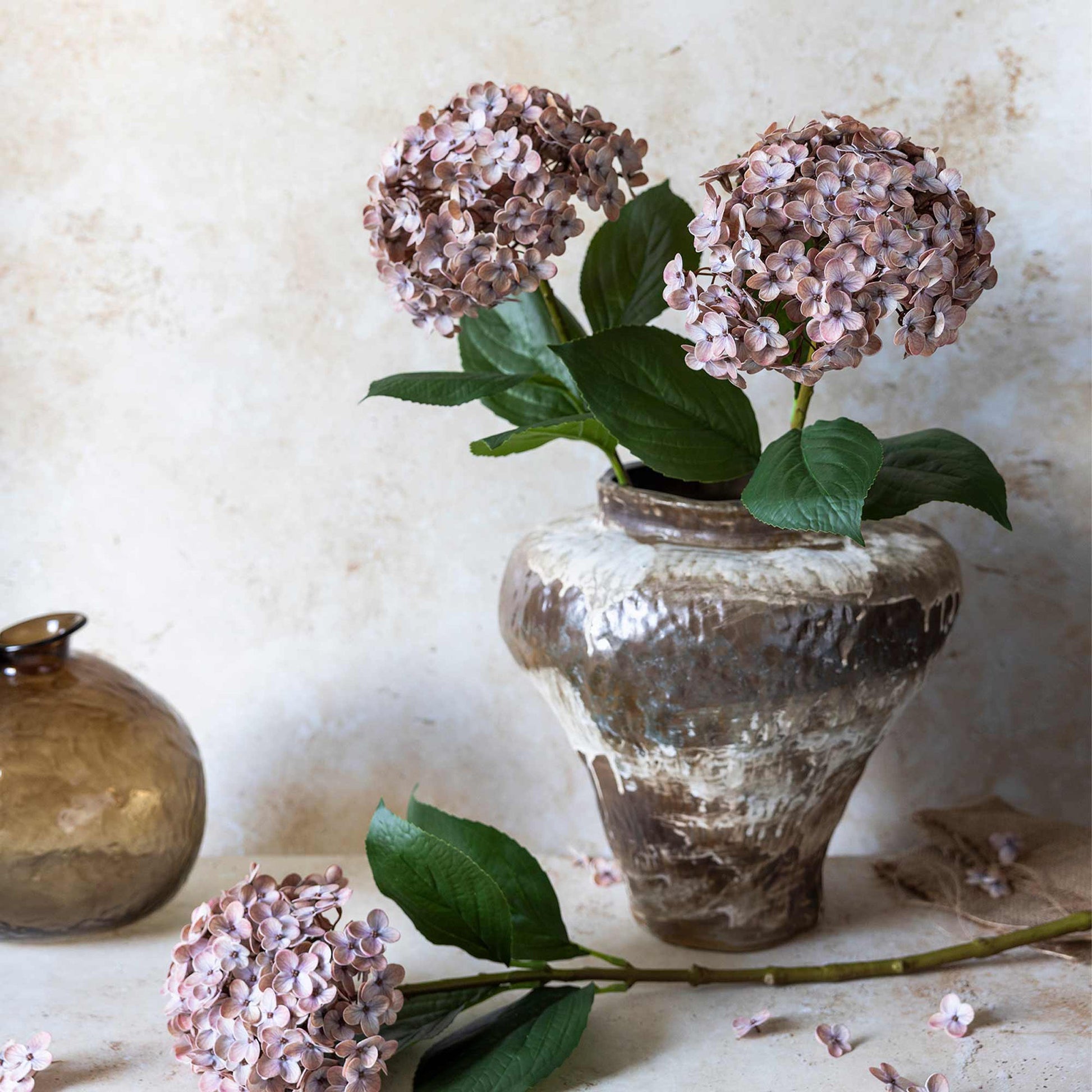 Artificial Real Touch Antique Blush Hydrangea Stem
