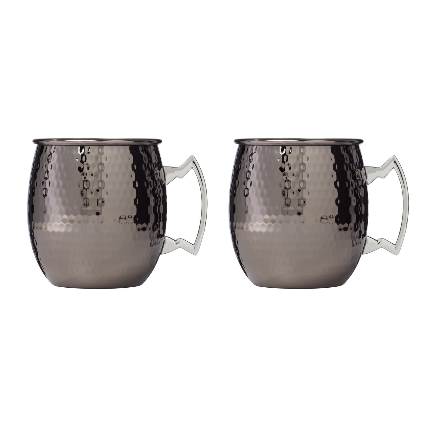 Hammered Black Moscow Mule Mugs, Set of 2