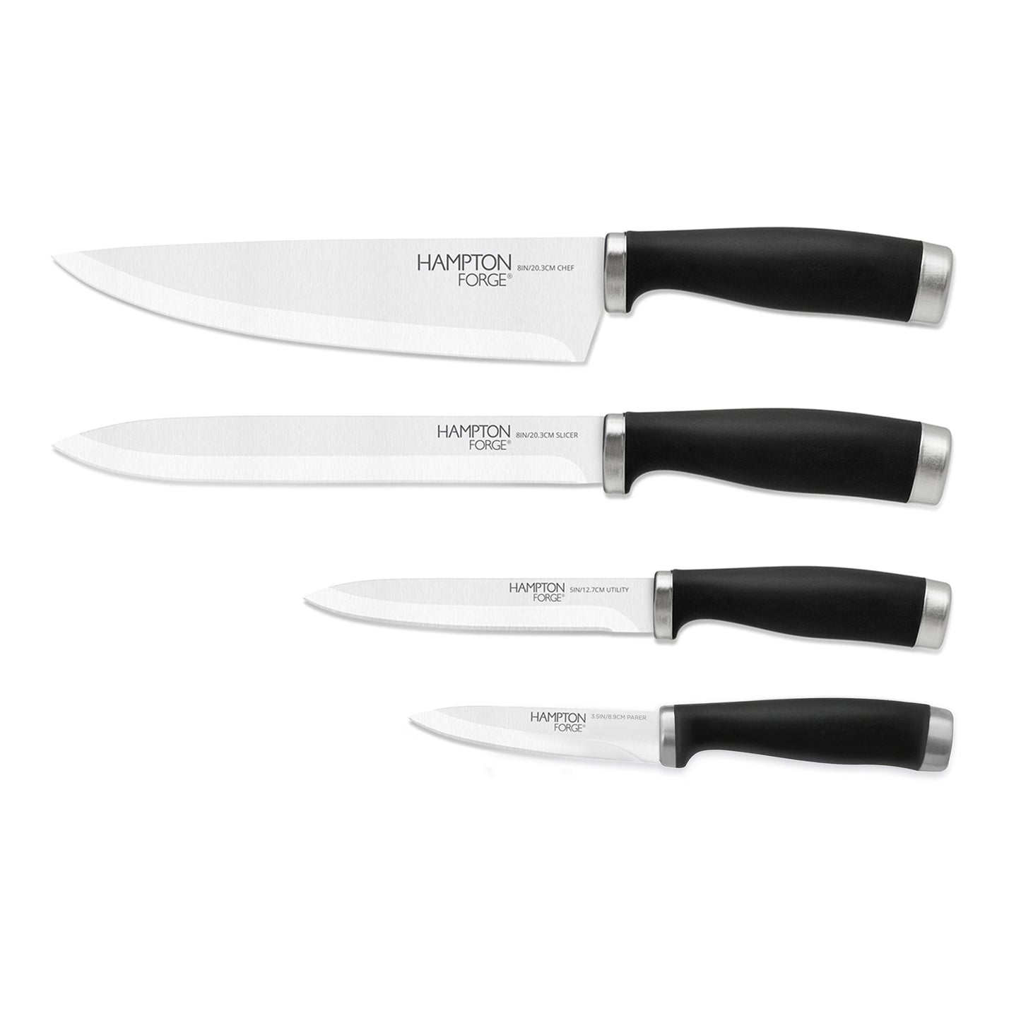 Epicure Black 4-Piece Soft-Grip Cutlery Set