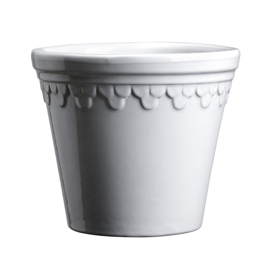 Kobenhavner Glazed Mineral White 16cm Pot with Saucer