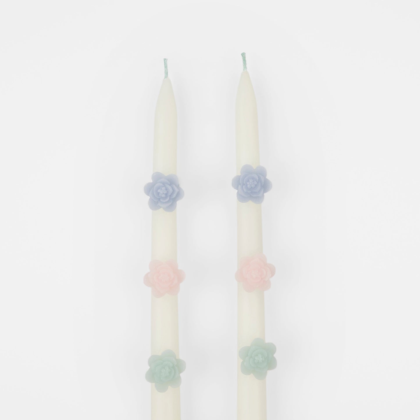 Pastel Flowers Taper Candles, Set of 2