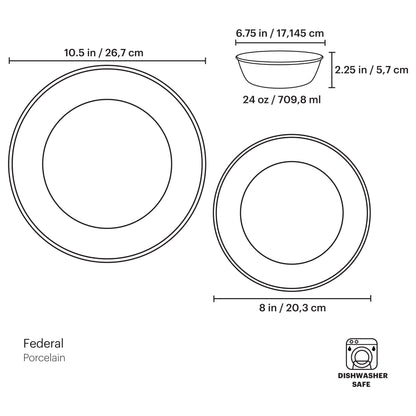 Federal Gold 12-Piece Dinnerware Set