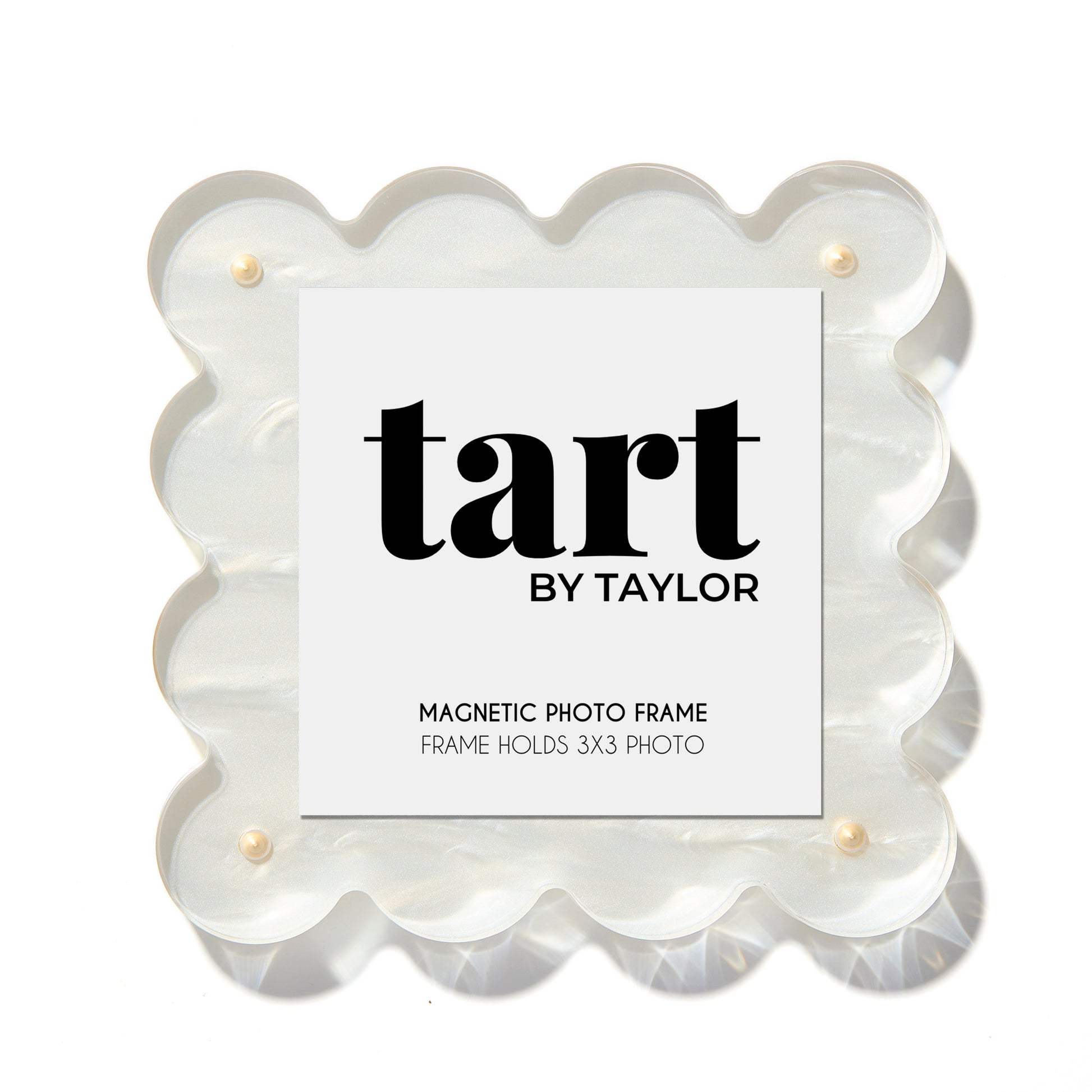 Mini Pearl White Scalloped Acrylic Photo Frame