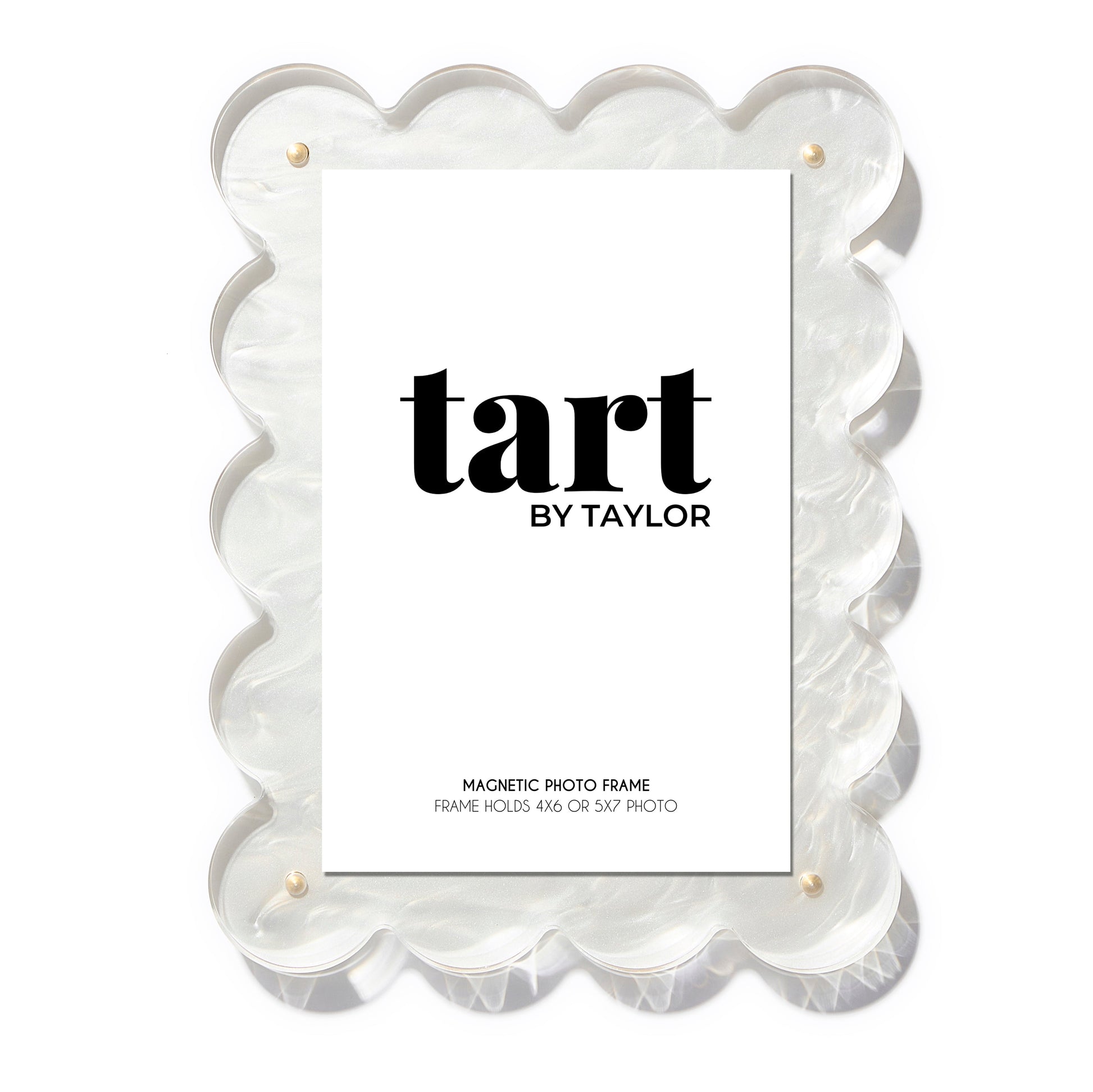 Pearl White Scalloped Acrylic Photo Frame