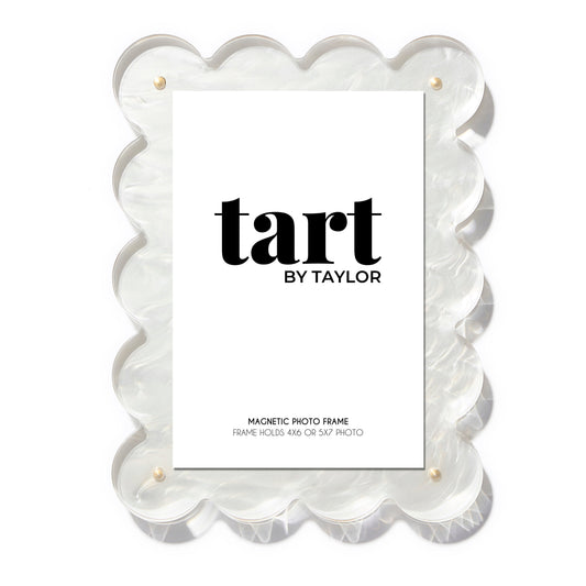 Pearl White Scalloped Acrylic Photo Frame
